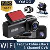 3 Channel Dash Cam for Car 1080P Video Recorder WIFI APP Dashcam Car DVR Front and Rear View Camera Night Vision car accessory