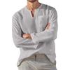 Spring Autumn Men Shirt Solid Color Loose Pocket Top Beach Shirt for Daily Wear