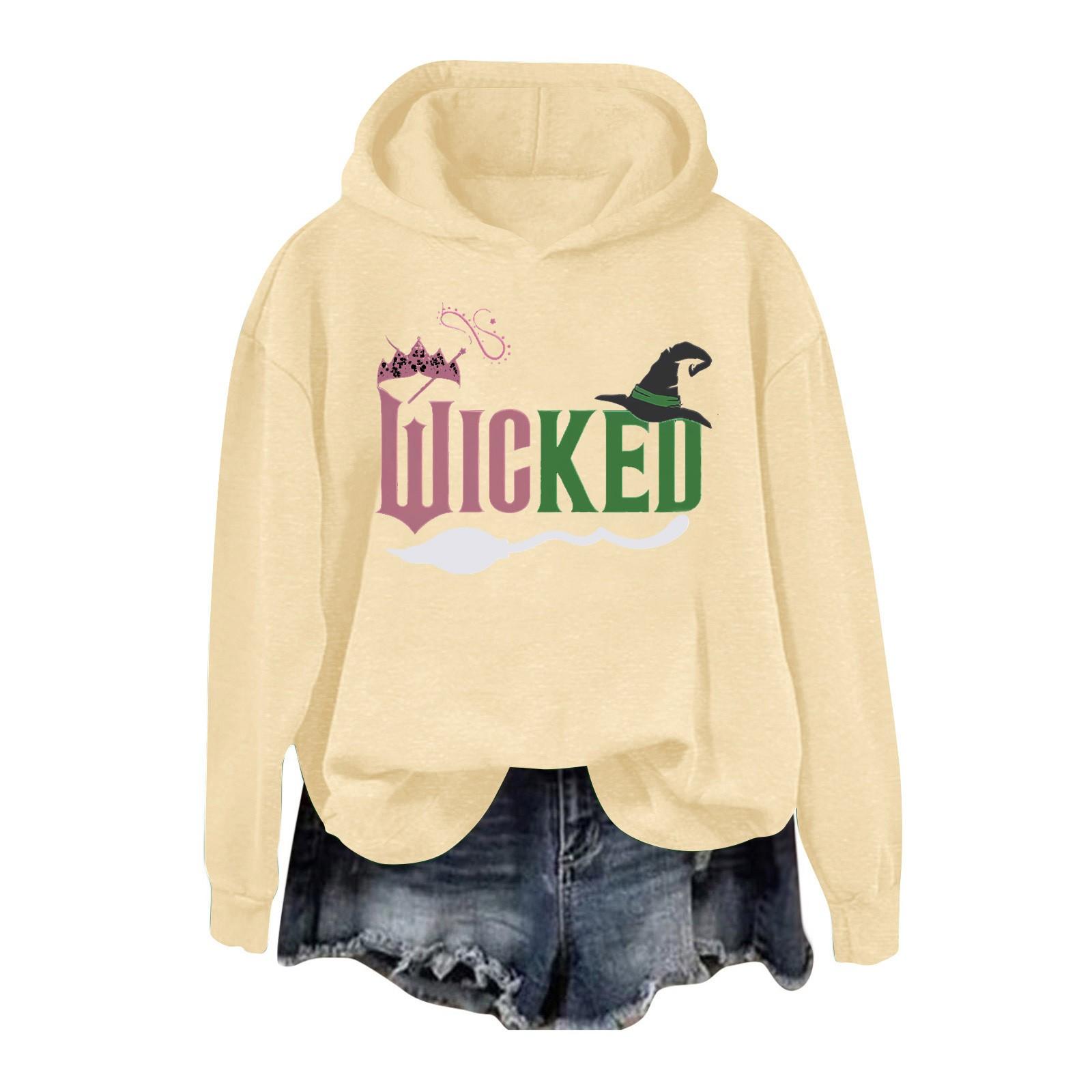 

Женская повседневная толстовка с длинным рукавом и принтом Bad Witch XL бежевый