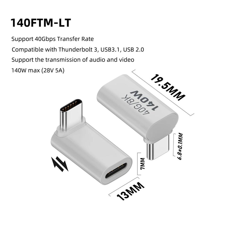 PD140W USB4.0 Type C to USB C Fast Charging Adapter Converter 40Gbps Data Sync Connector 8K@60Hz USB C OTG Adapter for MacBook