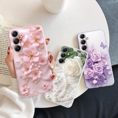Custodia di lusso con fiori per iPhone Samsung A55 A35 S24 FE S25 Xiaomi Redmi Note 13 Pro 14C Huawei Honor Paraurti per telefono antiurto Antigraffio Cover opaca