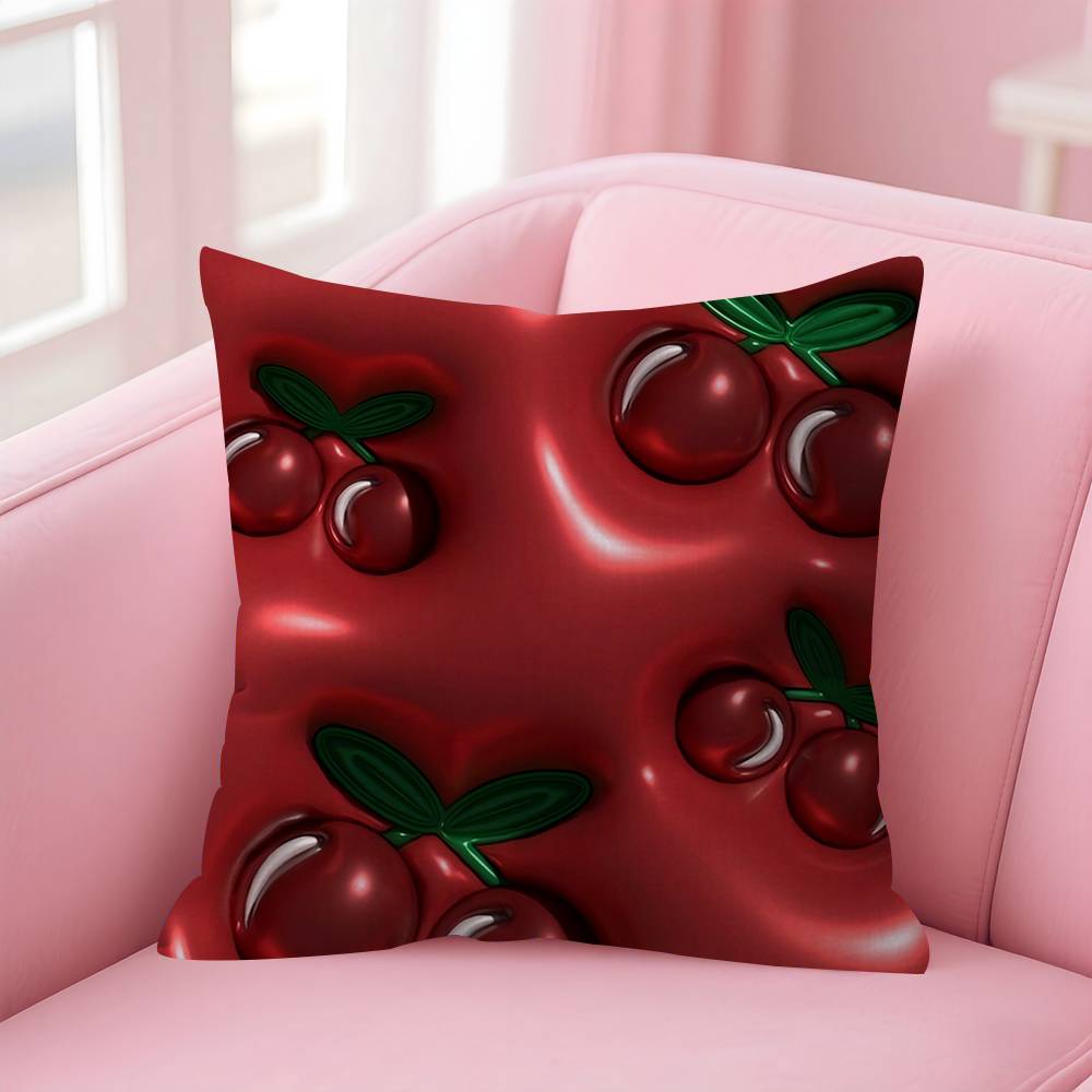 Red Cherry Fruit Creative Personalized Pillow Cover Kids Bedroom Wild Party Decor Pillowcase Kid Birthday Shower Gift