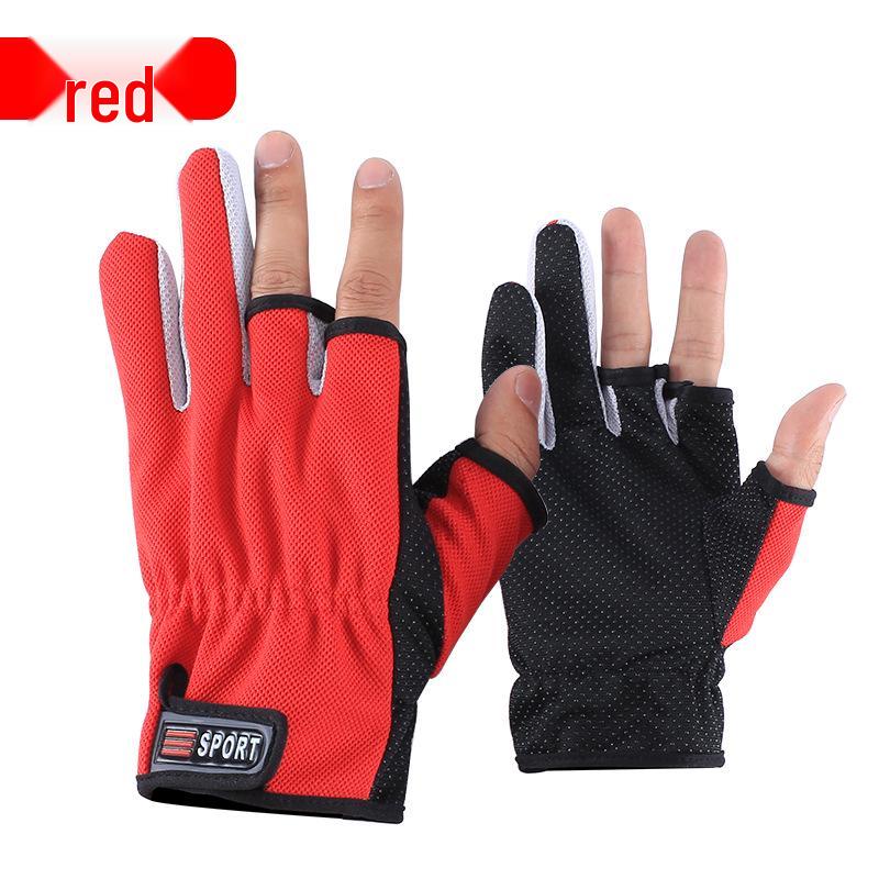 Men's Summer Sun Protection Anti-Slip Fingerless Fishing Gloves: Thin, Anti-Prick, Anti-Stab, Mosquito-Proof, Ice Silk Lure Design.