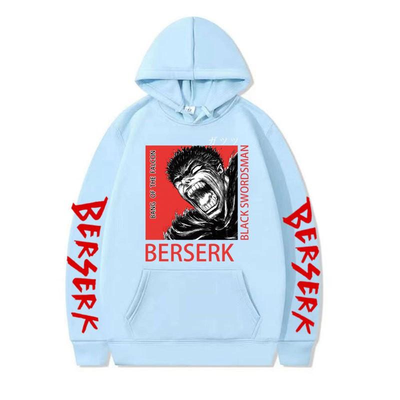 Berserk Anime Hooded Fleece Sweatshirt Men Women Loose Fit Streetwear Pullover Casual Sportswear