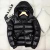 Winter Herren glänzende Pufferjacken mit Kapuze lässig weiße Entendaunenjacken männlich Outdoor winddichte warme Jacken