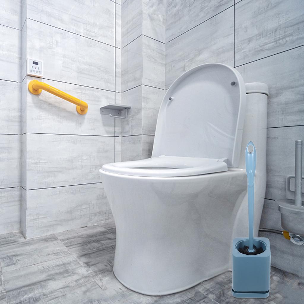 Long Handle Toilet Brush White Plastic with Base Home Bathroom Cleaning Tool Wc Supplies Convenient Cleaning Helper