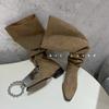 2025 New Autumn Fashion Suede Pointed Flat Bottom Thin Knight Women's Boots Two Knee Spice Girl Boots