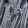 2024 Summer Women's Casual Striped Midi Belt Shirt Dress
