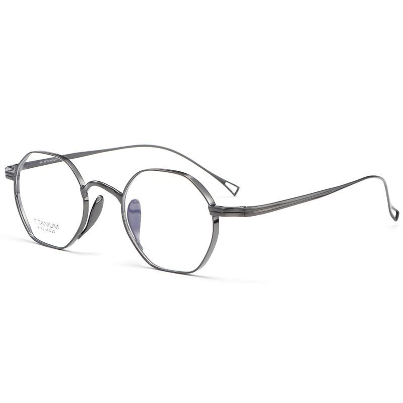 

2025 Japanese Brand Reproduction Handmade Pure Titanium Eyeglasses Retro Polygonal Small Frame Glasses Korean Eyewear Demo Lens темно-сірий