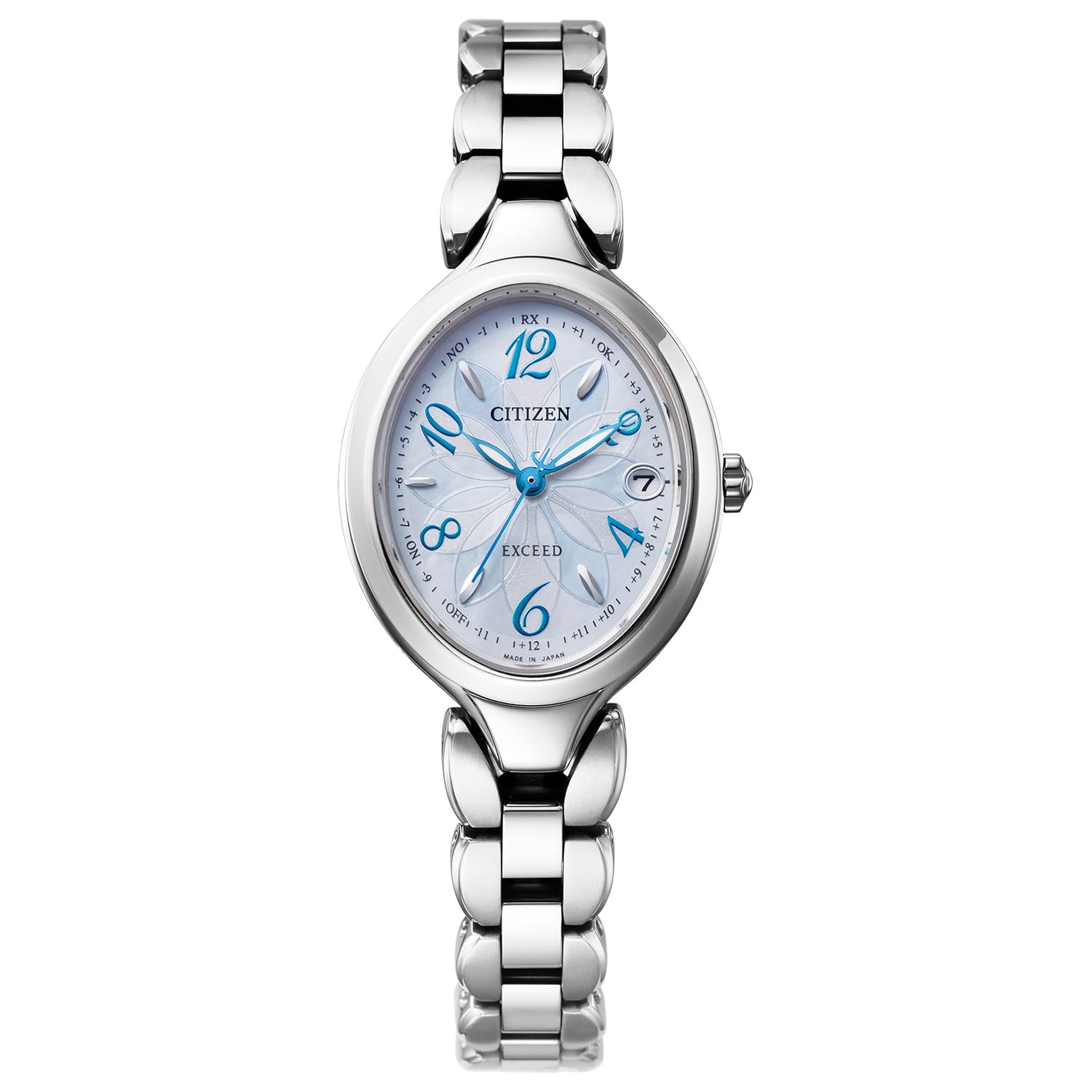 

EXCEED Watch Lightweight Solar Powered Sapphire Glass Dress Watch Business Analog Gift Oval Second Hand Silver White Blue Radio Solar [CITIZEN] синій