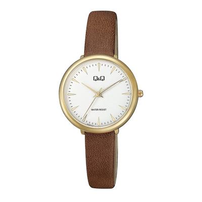 Citizen Analog Kunstleder Übersee Braun Q&Q Uhr, Wasserdicht, Armband, Modell, QC35J111,