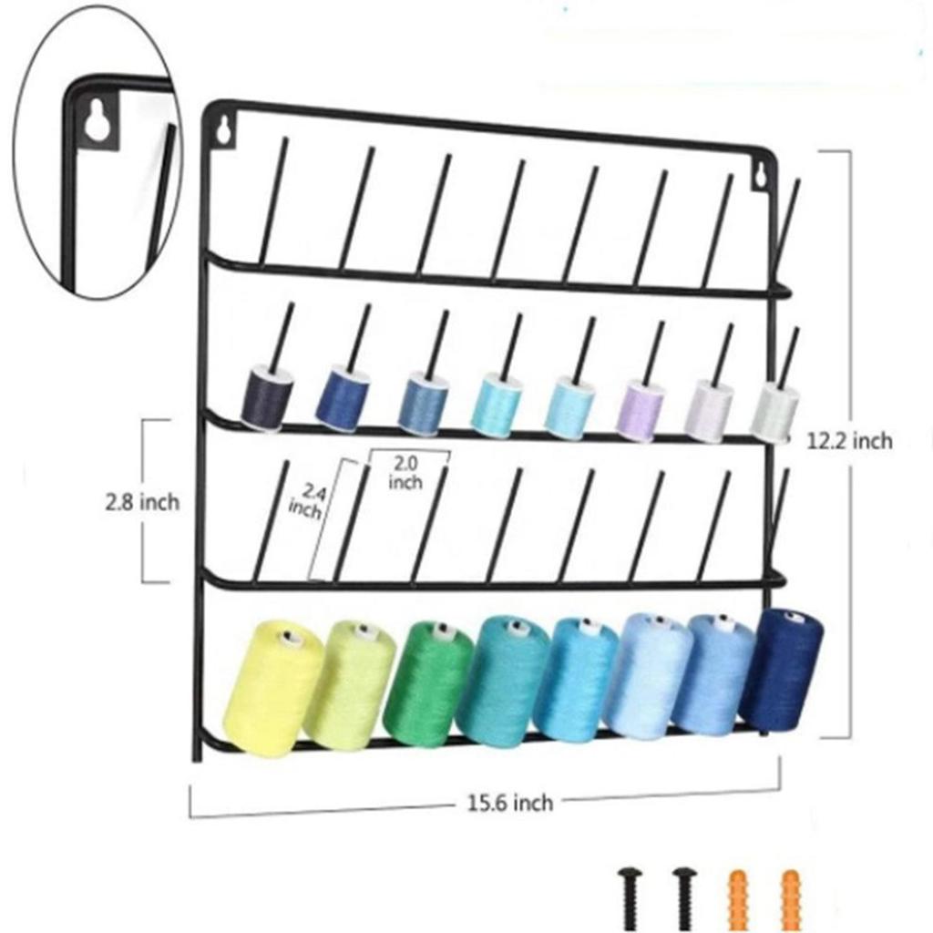 32 Spool Sewing Thread Rack, Wall Mounted Metal Holder Organizer for Embroidery, Hair