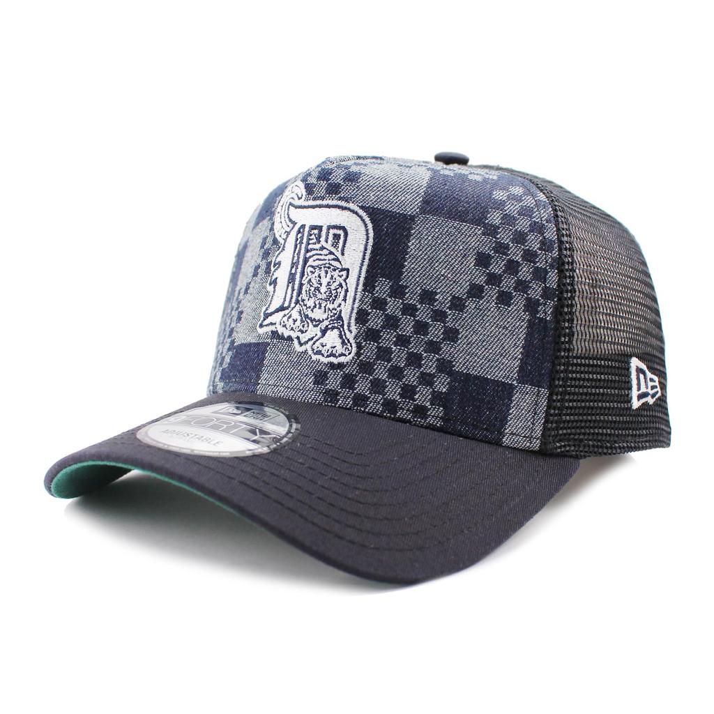 New Era 9FORTY Detroit Tigers MLB DENIM NAVY PATTERN COOPERSTOWN MESH BLUE A-FRAME CAP, 940AF, A-FRAME [Used]
