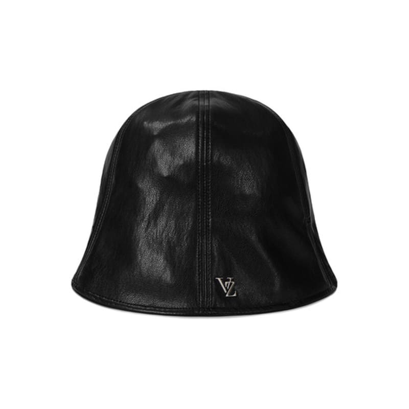 VARZAR VZ Studded Vegan Leather Tulip Hat In Black