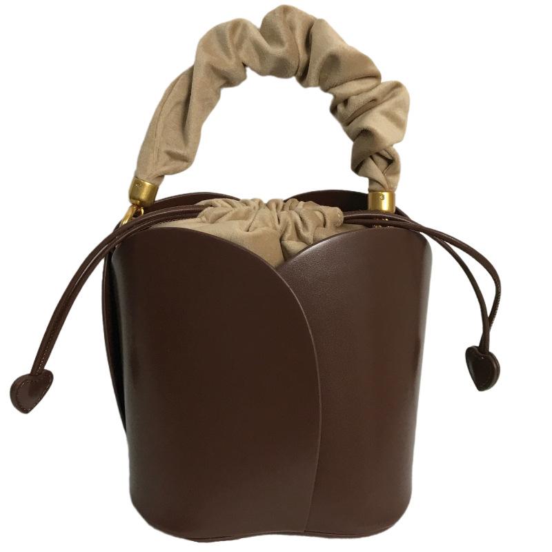 Korean Version Hand-held Bucket Bag, Women's Retro Flower Bag, Drawstring Bag, Single-shoulder Crossbody Petal Bag