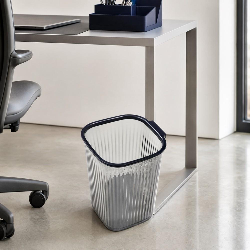 Plastic Transparent Trash Can Luxury Dustbin Waste Basket Stripe Garbage Container Kitchen