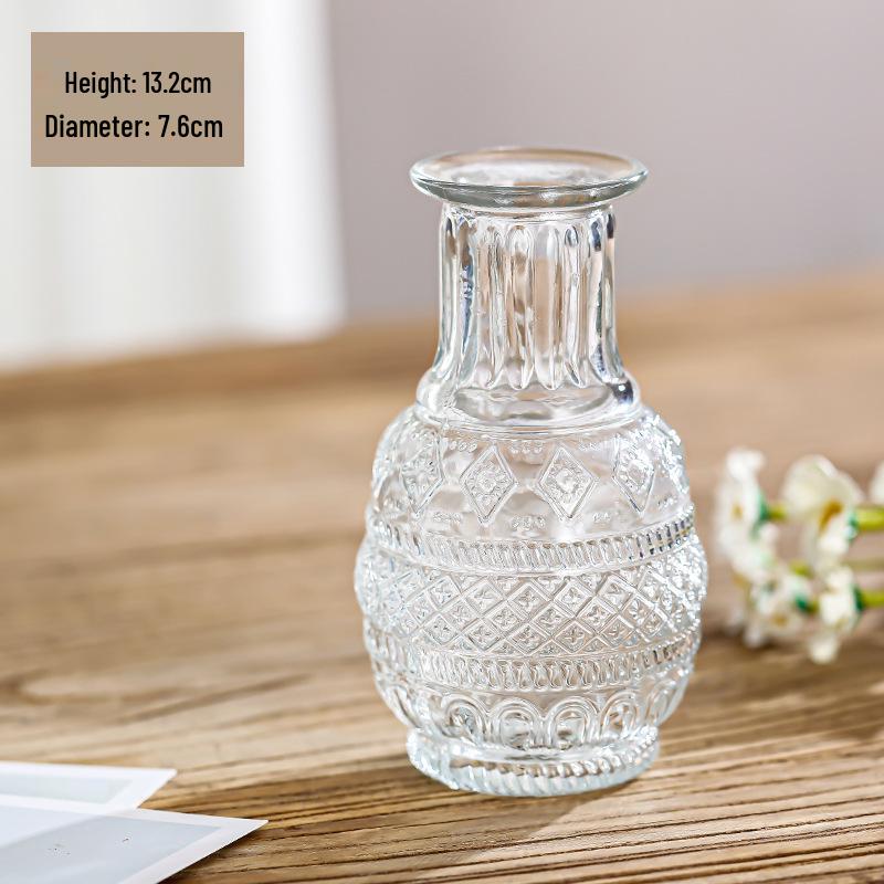 Small French Retro Glass Vase for Flowers and Hydroponics