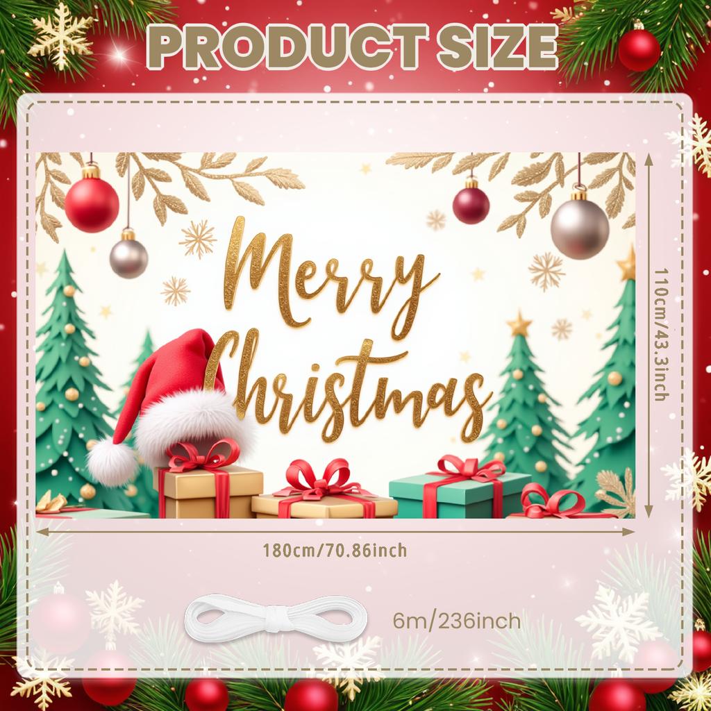 Photo Prop Cozy Design Santa Claus Banner Festive Decor Colorful Lights Christmas Banner For Home Decoration Event Decor Indoor