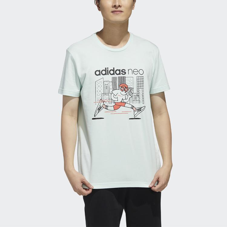 Adidas Neo Fun Print Sports Crew Neck T-Shirt Men Tops Green FP7380