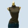 From Cupboard Good Goods Soft Glutinous Knitted Vest Women's Spring and Autumn Slim Fit Inner Wear Sleeveless Half Turtleneck Bottoming Shirt Tops