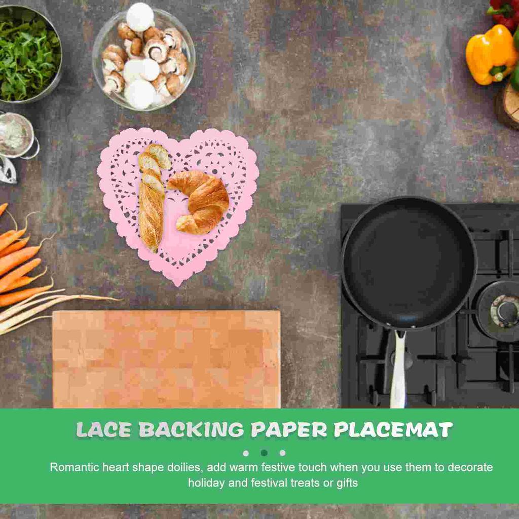 100 Stück Platzset Rund Platzsets Herzförmige Papierspitzen Untersetzer Getränke Kleine Teller Modern für