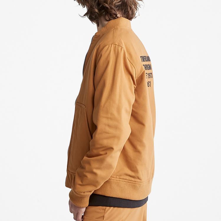 Timberland Simple Letter Print Casual Pilot Cotton Jacket Men Jackets Wheat A28CX-P47