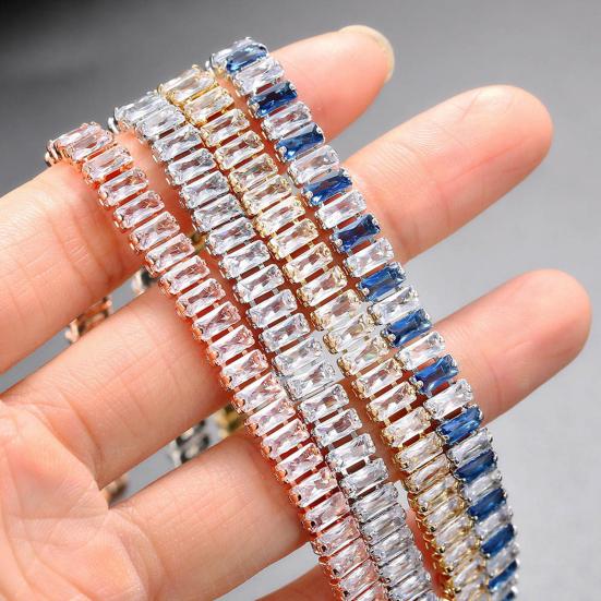 Yousheng Women Bracelet Colorful Cubic Zirconia Jewelry Rectangular Rhinestones Bracelet Birthday Gift