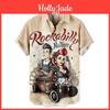 Vintage For 3d Shirts Men Fashion Violin Rocker Printed Rockabilly Hawaiian Shirt Short Sleeve Tops Outdoor Street Clothing