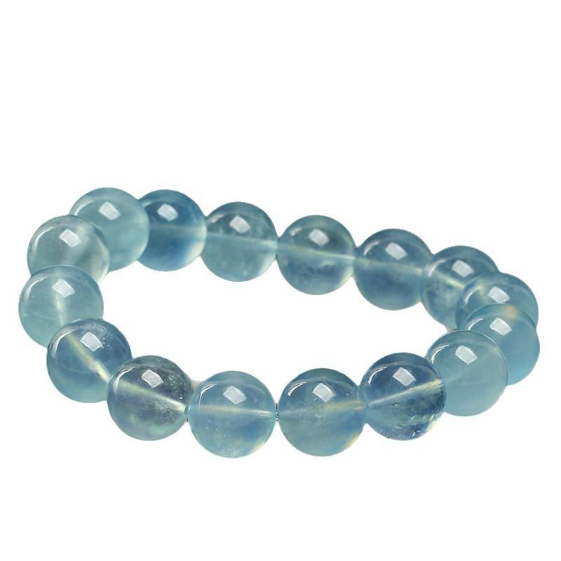 Hongchu Crystal Natural Aquamarine Round Bead Bracelet Natural Glacier Aquamarine Bracelet