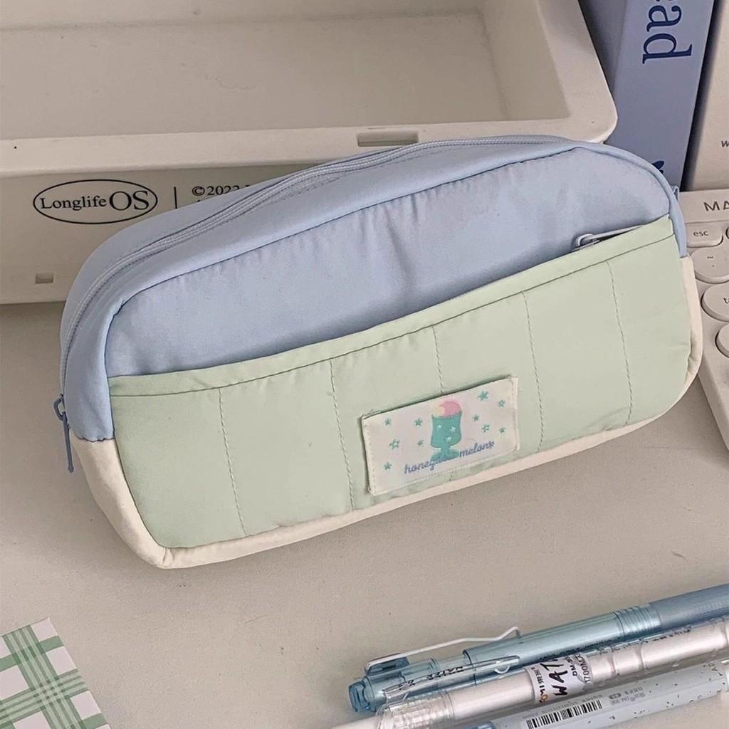 Minimalist Pudding Color Pencil Case With Large Capacity For Students And Girls