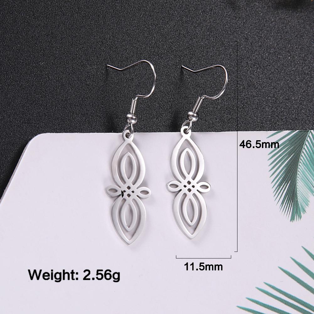 LIKGREAT Stainless Steel Celtic Infinity Knot Dangle Earrings for Women Lady Elegant Hook Charms Good Luck Jewelry New Year Gift