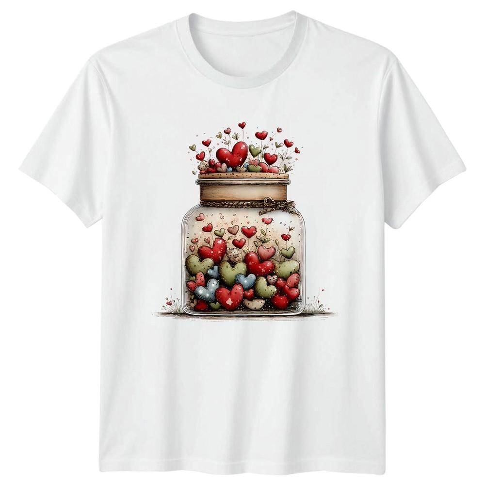 Hearts In Jar Valentines Day Unisexs TShirt Unisexs Tee Graphic Unisex Top S