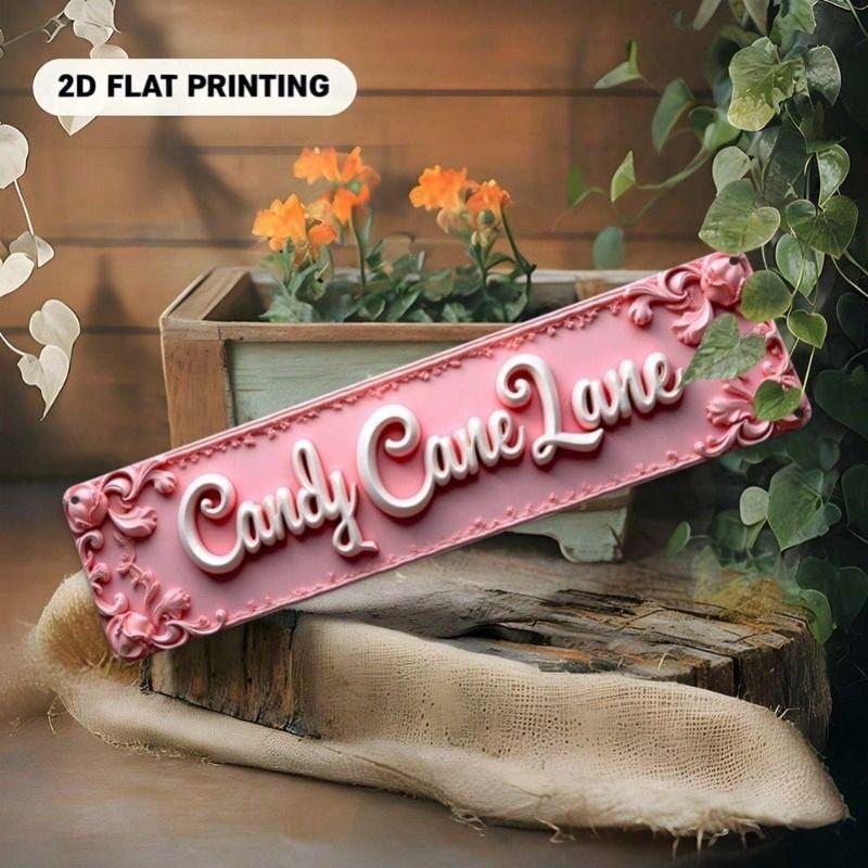 Metal Sign Christmas Candy Cane Lane, Wall Art Vintage Decor, Gift for Bar