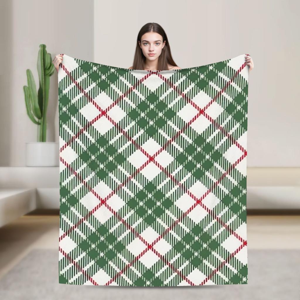 Plaid & Holiday Christmas  Flannel Blanket Autumn  Super Warm Bedding Throws for Kids Adult Bedroom Bedspread Sofa Bed Cover