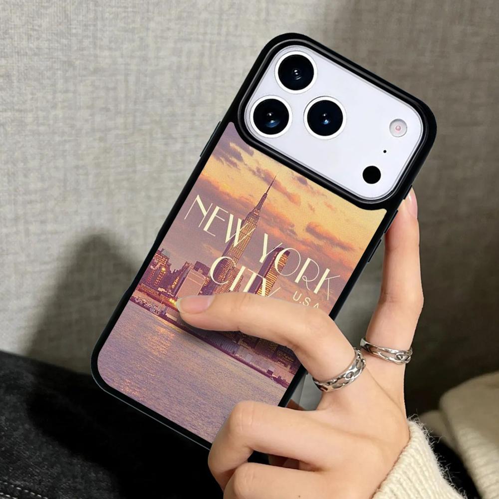 Capa Case for iPhone 17 Air 16 Pro Max 15 Plus 11 13 Mini 14 12 Back Phone Cover New York City iPhone 16 Pro
