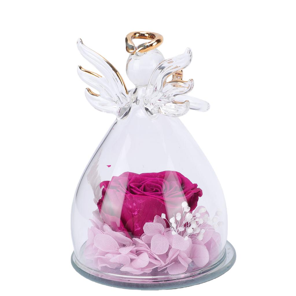 Eternal Flower in Glass Dome for Women Forever Real Preserved Rose for Valentine Anniversary Birthday Gift Purple