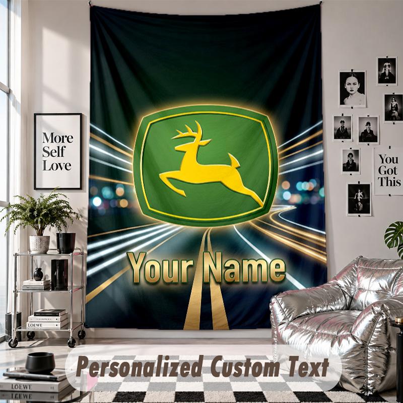 Wandbehang mit individuellem Namen & Text, John Deere Dekorationstuch für das Schlafzimmer