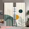 2PCS Digital Printed Curtains, Forest Leaf Geometric Pattern, Beautiful Window Drapes for Living Room Bedroom Home Decor