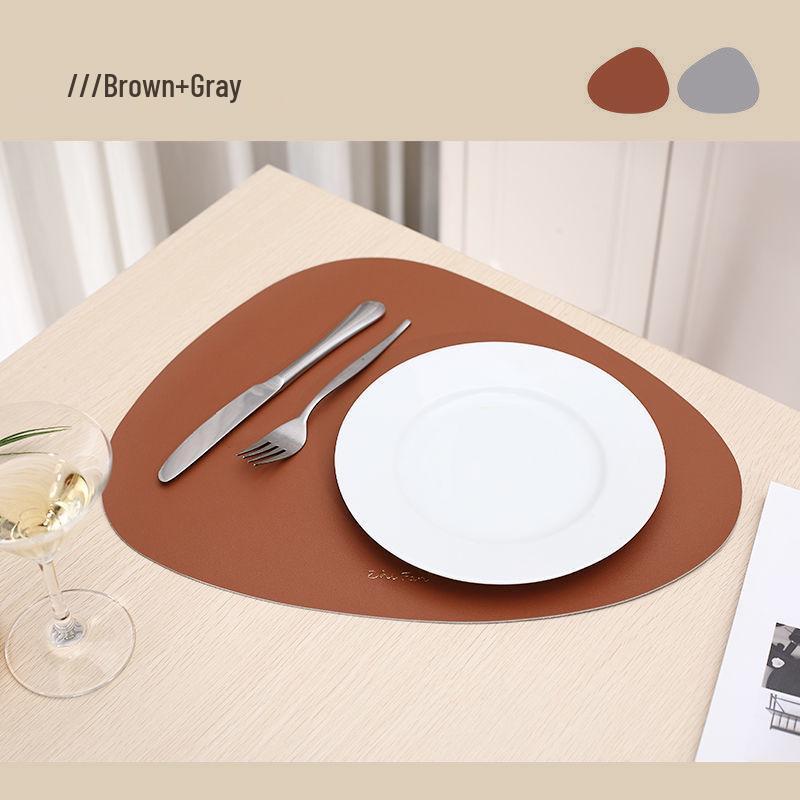 High-End Double-Sided Waterproof PU Leather Placemat - Oil-Proof, Heat-Insulated, Light Luxury Water Drop Design.