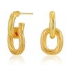 Vintage Embossed Handmade 18k Gold Plated Copper Irregular Oval Twisted Stud Earrings