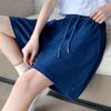 Plus Size Women's Sport Shorts Stretch Elastic Waist Washed Solid Color Lyocell Thin Wide Leg Shorts with Large Pockets