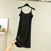 Women's Loose Casual Nightgown With Camisole And Short Solid Color Bottom Dress Underneath