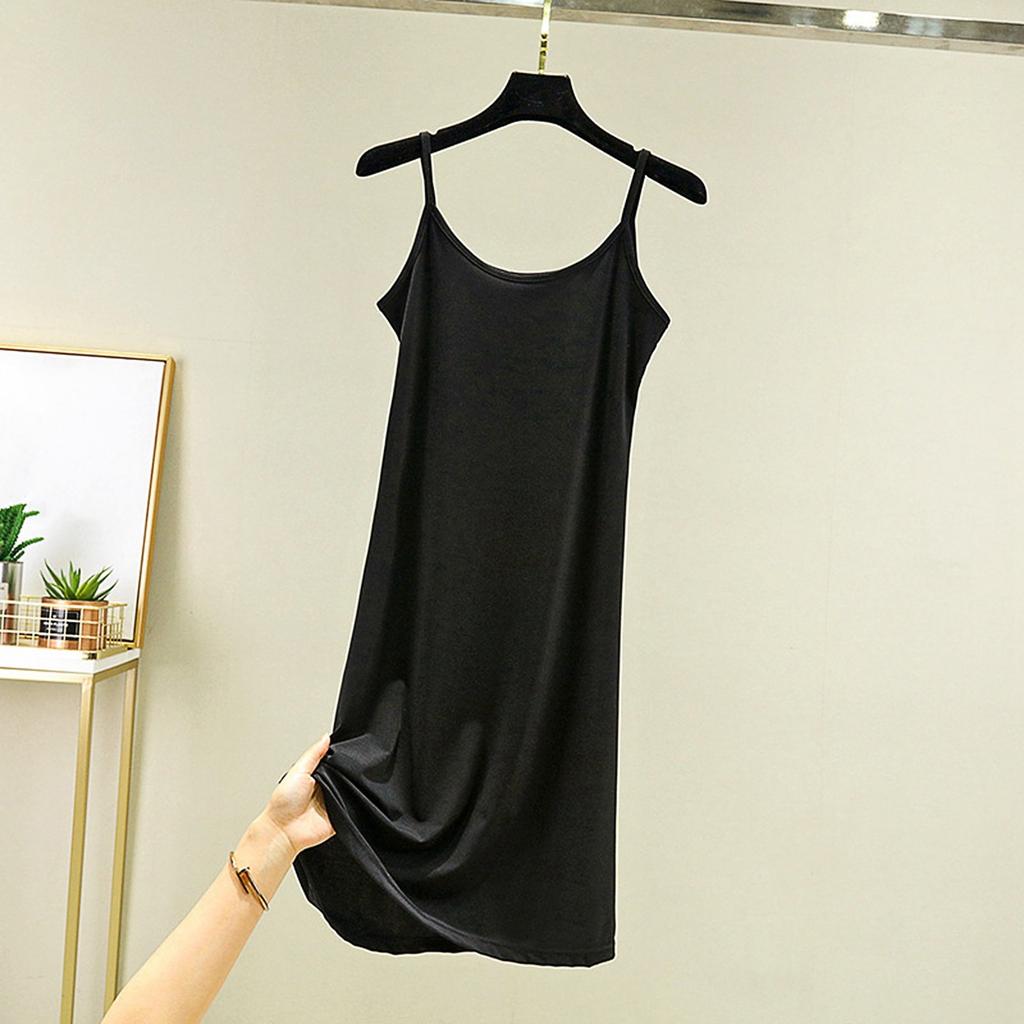 Women's Loose Casual Nightgown With Camisole And Short Solid Color Bottom Dress Underneath