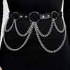Gothic Clothing Accessory For Women Edgy Punk Belt Adjustable Wide Waist Chain Faux Leather Street Style Waistband