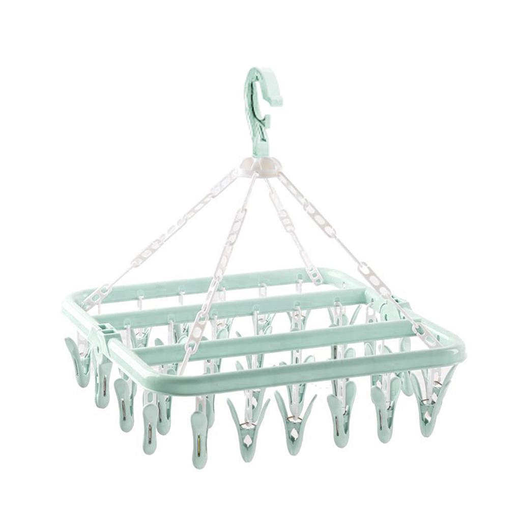 Folding Clothes Towels Hanger Socks Underwear Drying Rack With 32 Clips G Folding Clothes Towels Hanger Socks Underwear Drying Rack With 32 Clips G