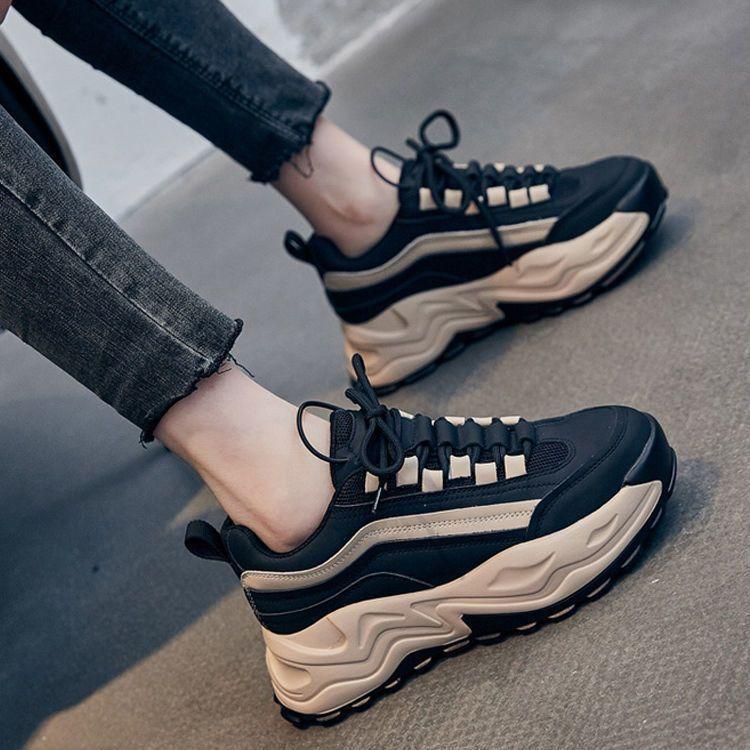 Daddy shoes apricot 22 new autumn platform muffin shoes sports and leisure shoes tide 35 чёрный