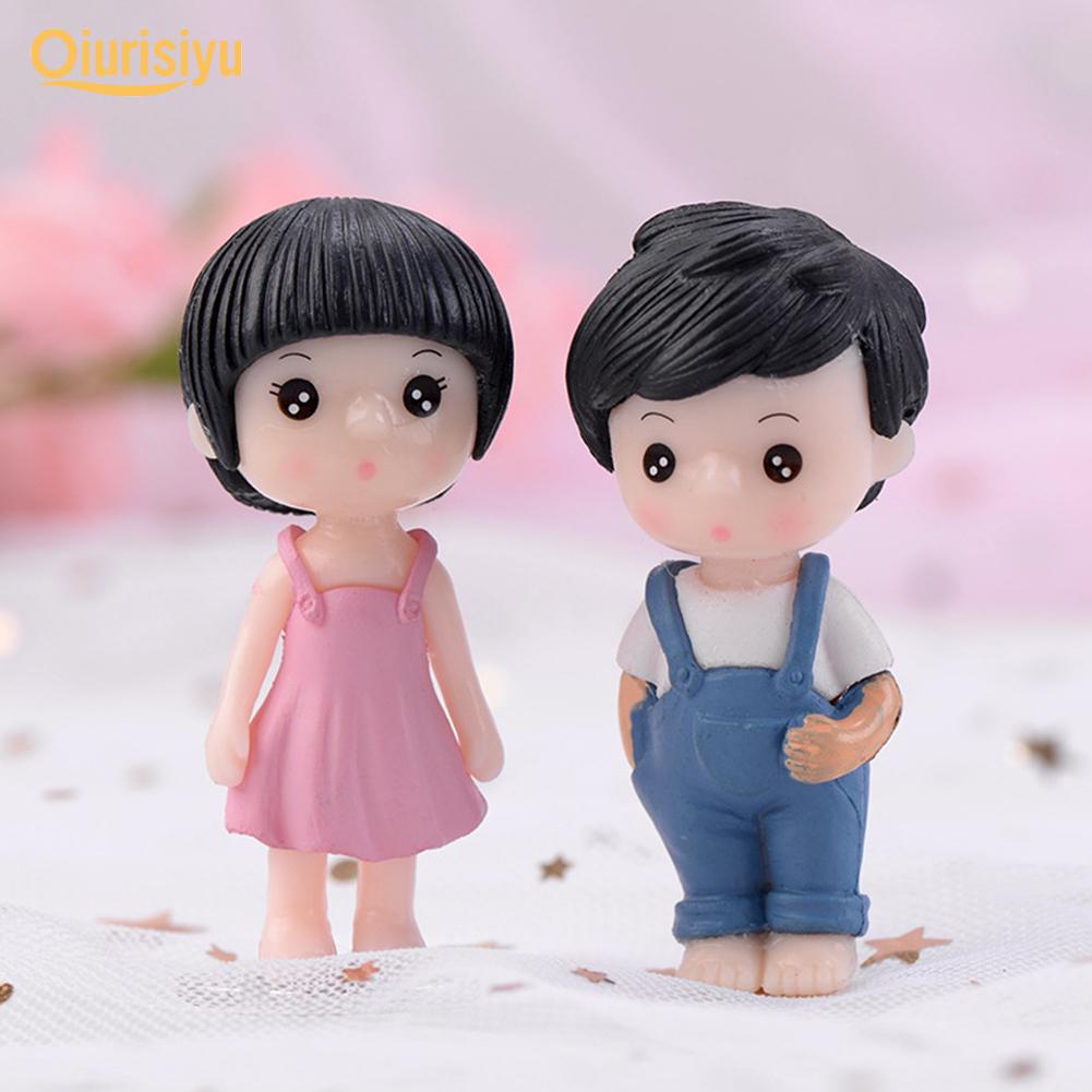 2Pcs/Set Resin Boy Girl Couple Model Figurine