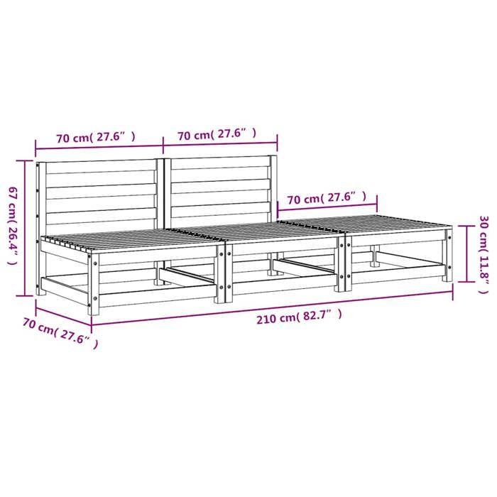 VidaXL Canapé de Jardin sans Accoudoirs avec Repose-pieds, Siège avec Dossier, Meuble de Terrasse Patio Extérieur, Bois Pin 837967