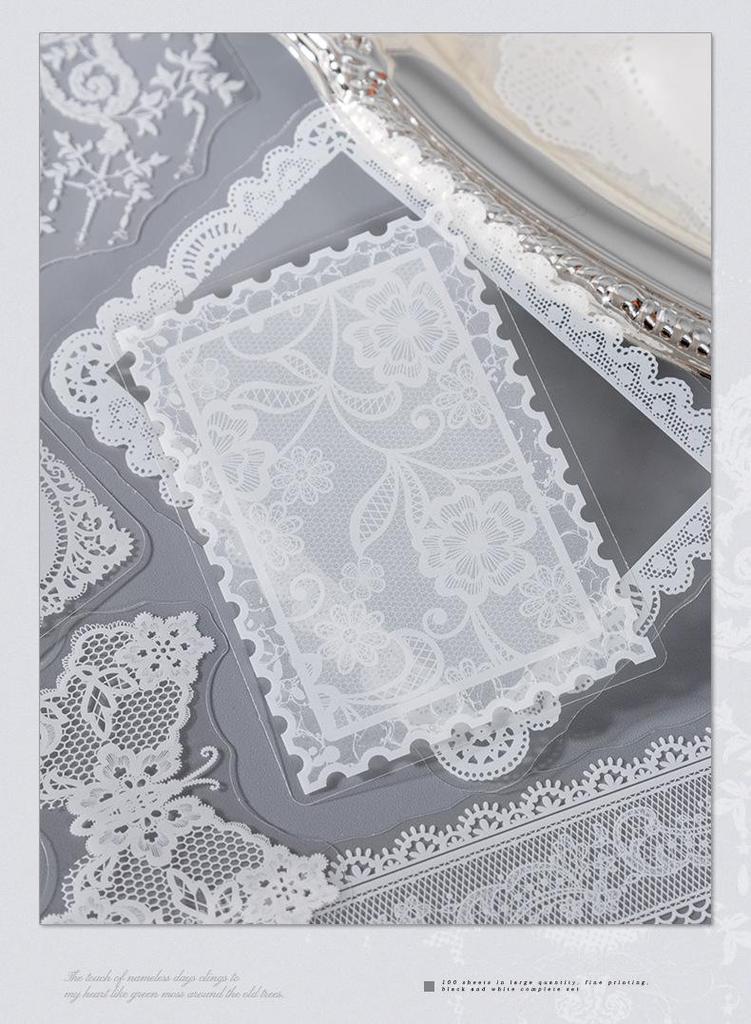 Ketchup Girl Lace Sticker Pack - Lace Academy Series (100 Sheets) for Journal Decoration & Collage