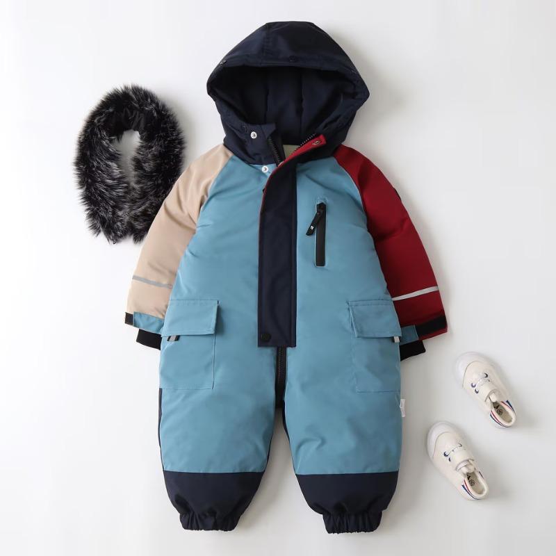 Snowsuit pro děti Batole Jednodílné Snowsuit Lyžařské kombinézy Dívčí a chlapci Vodotěsné kombinézy s kapucí Overaly Zimní Teplý Snowboard Kabát Venkovní bundy